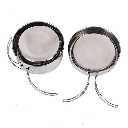 4 pcs Stainless Steel Camping Pots with Lid, Compatible with Outdoor Cooking - Image 5