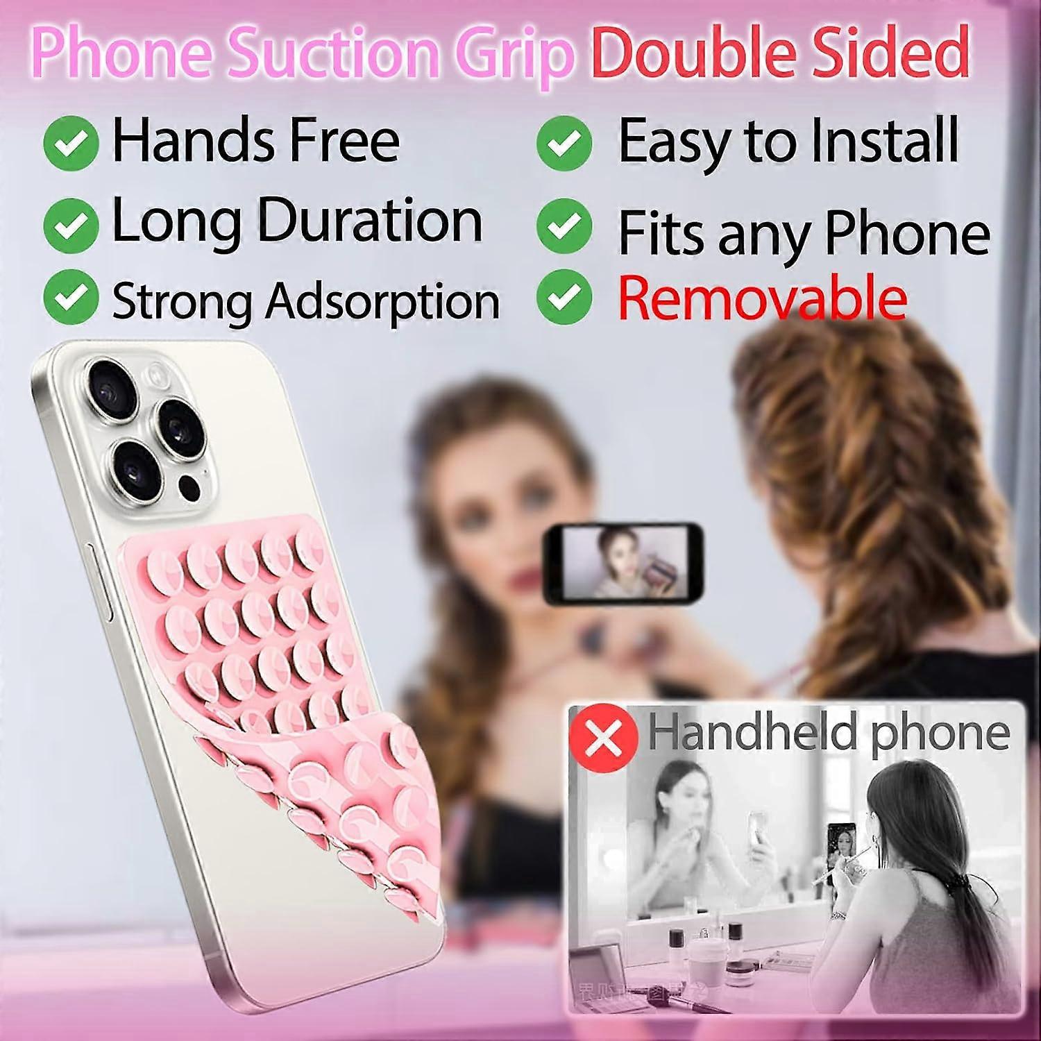 Silicone Suction Cup Phone Case Mount Handsfree Holder White Compatible with Phone Accessories for Selfies Videos Strong Grip Double Sided - Image 2