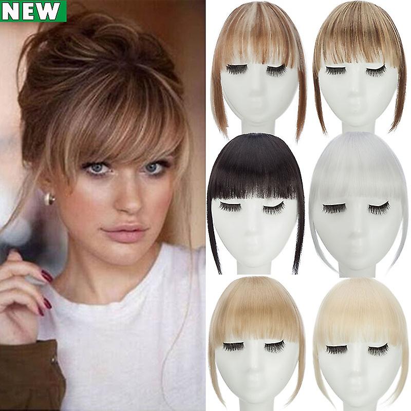 Clip In Hair Bangs Extensions 28cm Black Brown French Bangs Hair Pieces