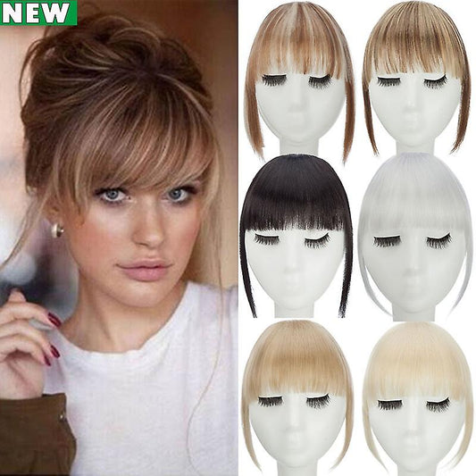 Clip In Hair Bangs Extensions 28cm Black Brown French Bangs Hair Pieces