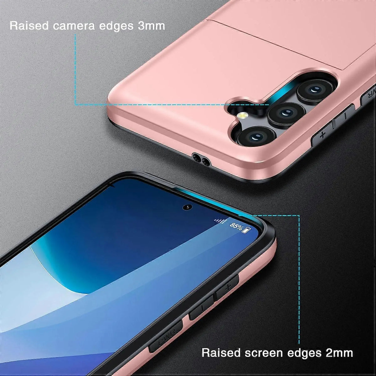 Compatible with Samsung Galaxy A16 5G 4G Compatible Case with Card Holder TPU PC Back Cover Rose Gold - Image 5