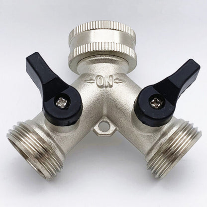 2-way Brass Hose Splitter with Quick Connect for 3/4\" - Image 2