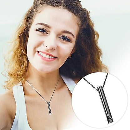 2pcs Breathing Necklace, Anxiety Necklace for Women, Stress Relief Mindful Breathing Necklace Stainless Steel for Meditation Relaxation Black gold Black gold - Image 2