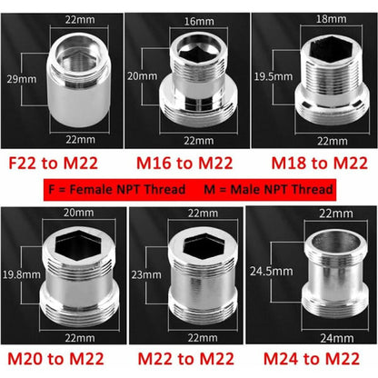 2 Pack Brass Faucet Adapter 22mm NPT Male to Male Aerator Connector Compatible with Sink Faucet Water Filter M24 to M22 - Image 2