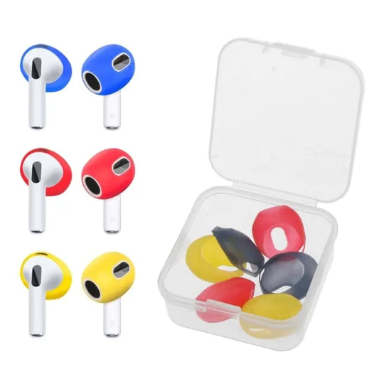 3 sets of earplugs for Airpods Pods 3 silicone ear caps Bluetooth compatible headphones Earplugs Ear cushions Ultra-thin anti-slip Blue red yellow Blue red yellow - Image 2
