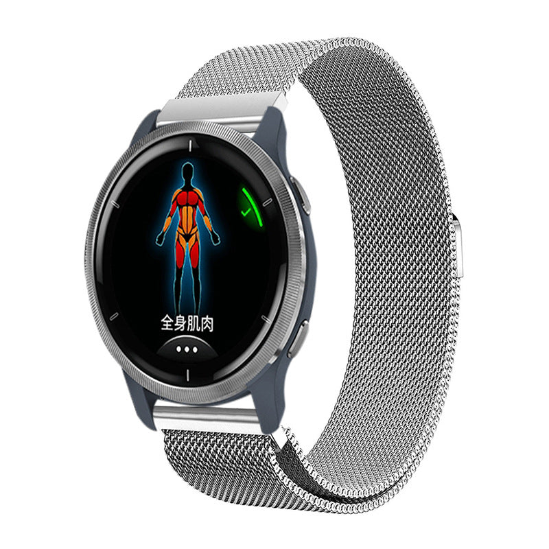 Garmin Venu 2 2S SQ Compatible Milanese Magnetic Stainless Steel Bracelet Silver - Image 3