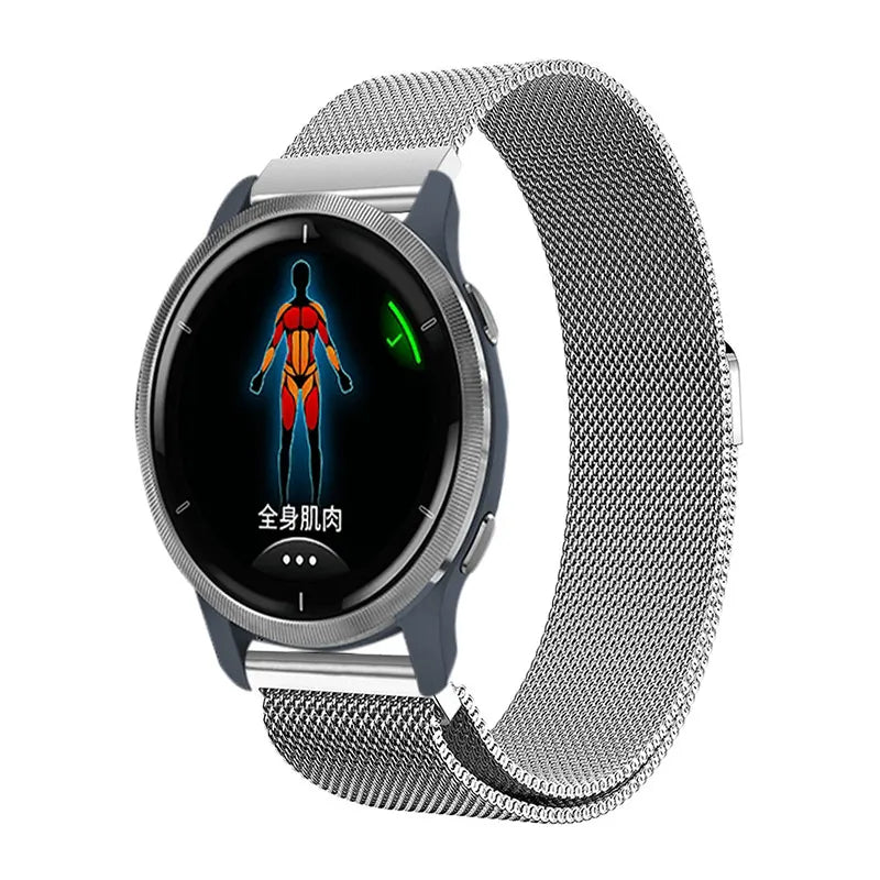 Garmin Venu 2 2S SQ Compatible Milanese Magnetic Stainless Steel Bracelet Silver - Image 3