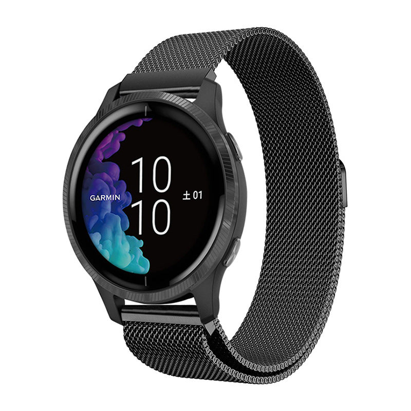 Stainless Steel Milanese Magnetic Watch Band for Garmin venu 2/venu SQ/venu 2S Venu SQ Black - Image 2