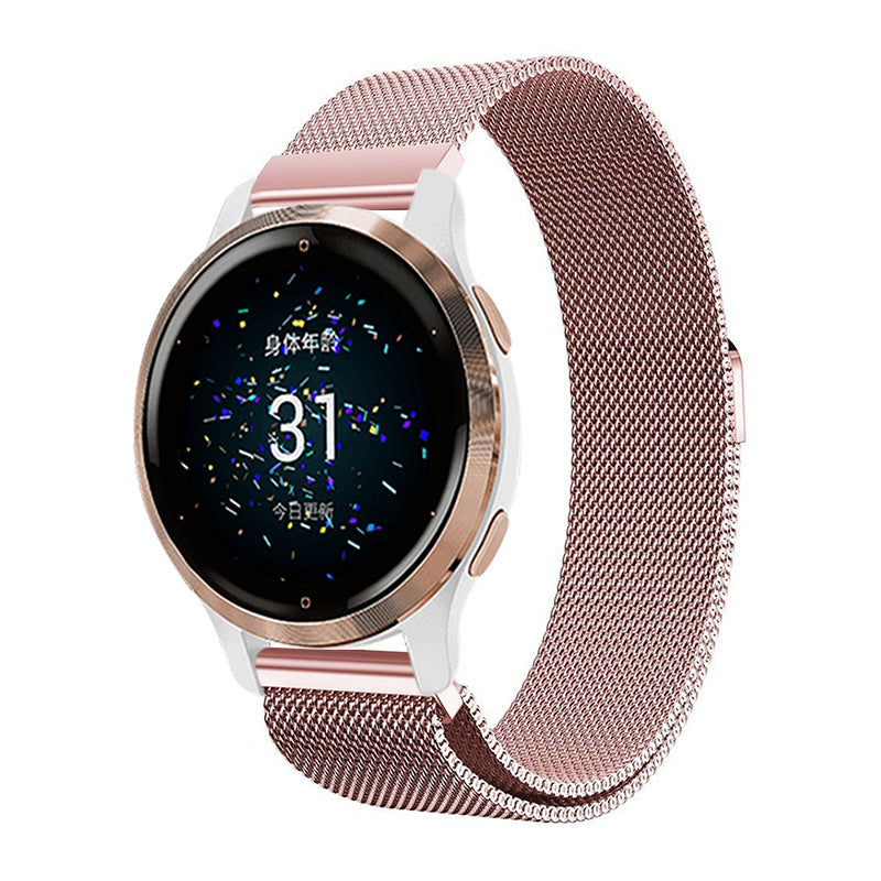 Garmin Venu 2 2S SQ Compatible Stainless Steel Gold Milanese Magnetic Bracelet - Image 4