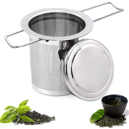 Tea filter, stainless steel tea strainer, tea strainer, tea infuser Tea strainer with lock, tea filter with fine holes, foldable handle design Suitable for