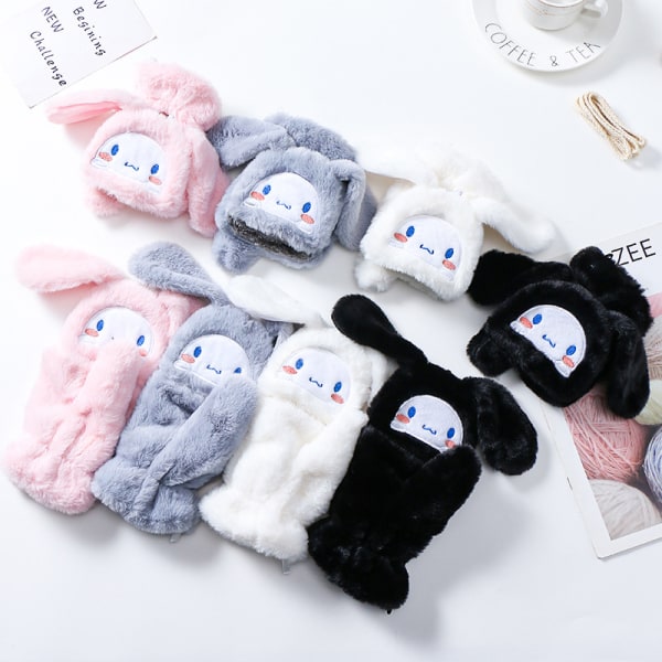 Sanrio Cinnamoroll Kawaii Flannel Gloves Y2k Harajuku Style Soft White - Image 4