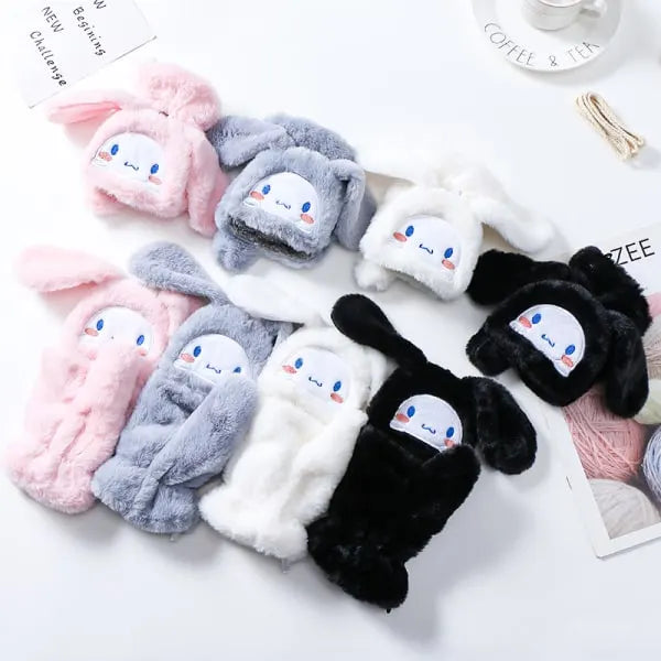 Sanrio Cinnamoroll Kawaii Flannel Gloves Y2k Harajuku Style Soft White - Image 4