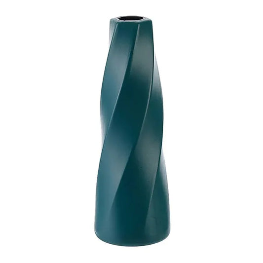 Plastic Vase Imitation Ceramic Flower Pot Table Arrangement Dark Blue
