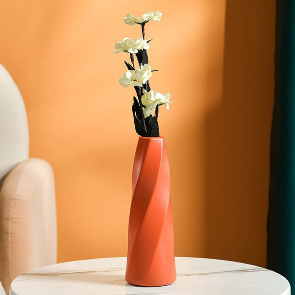 Plastic Vase Imitation Ceramic Flower Pot Table Arrangement Dark Blue - Image 5