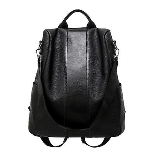 Women's Backpack Women's Leather Backpack School Bag Black/Brown Large Capacity All Match Fashion 1st Black - Image 2
