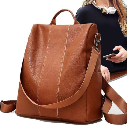 Women's Backpack Women's Leather Backpack School Bag Black/Brown Large Capacity All Match Fashion 1st Black - Image 4