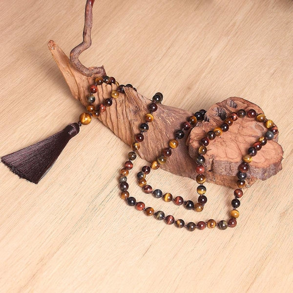108 Mala Bead Necklace, Tibetan Prayer Beads in Natural Stone - Image 3