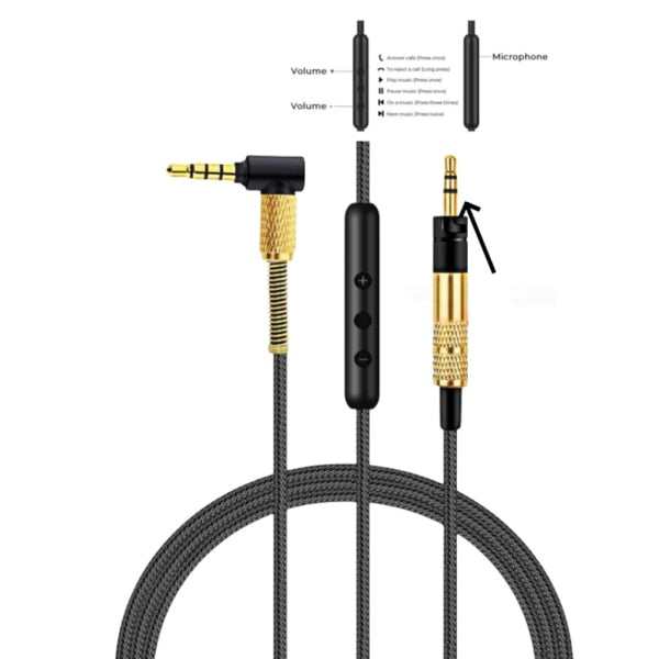 2.5mm to 3.5mm Headphone Cable for Momentum Over Ear 1/2/3 Headphone Cord Durable Wire with Volume Control and Microphone - Image 4