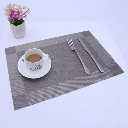 PVC Non-Slip PVC Placemats Set Heat Resistant Placemats Dining Table Kitchen Mat (Set of 4) Gold - Image 5