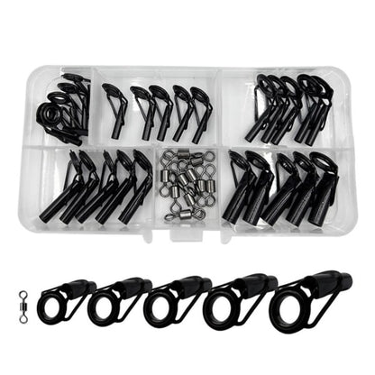 Fishing Rod Repair Kit 35pcs Alconite Ceramic Guide Rings Rod Eye Guides Wear-Resistant Compatible with Various Brands