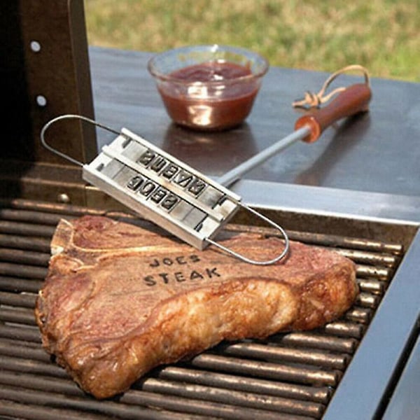 Barbecue Meat Stamp Wooden Handle DIY Steak Branding Tool - Image 2