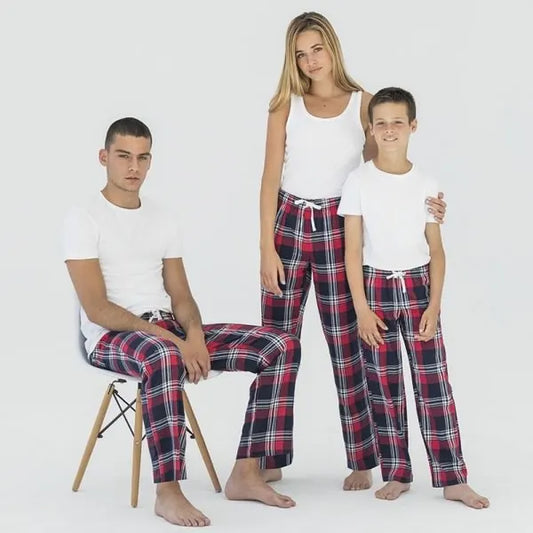 Kids Tartan Lounge Pants Navy Green Checks Size 9-10 Years - Image 2