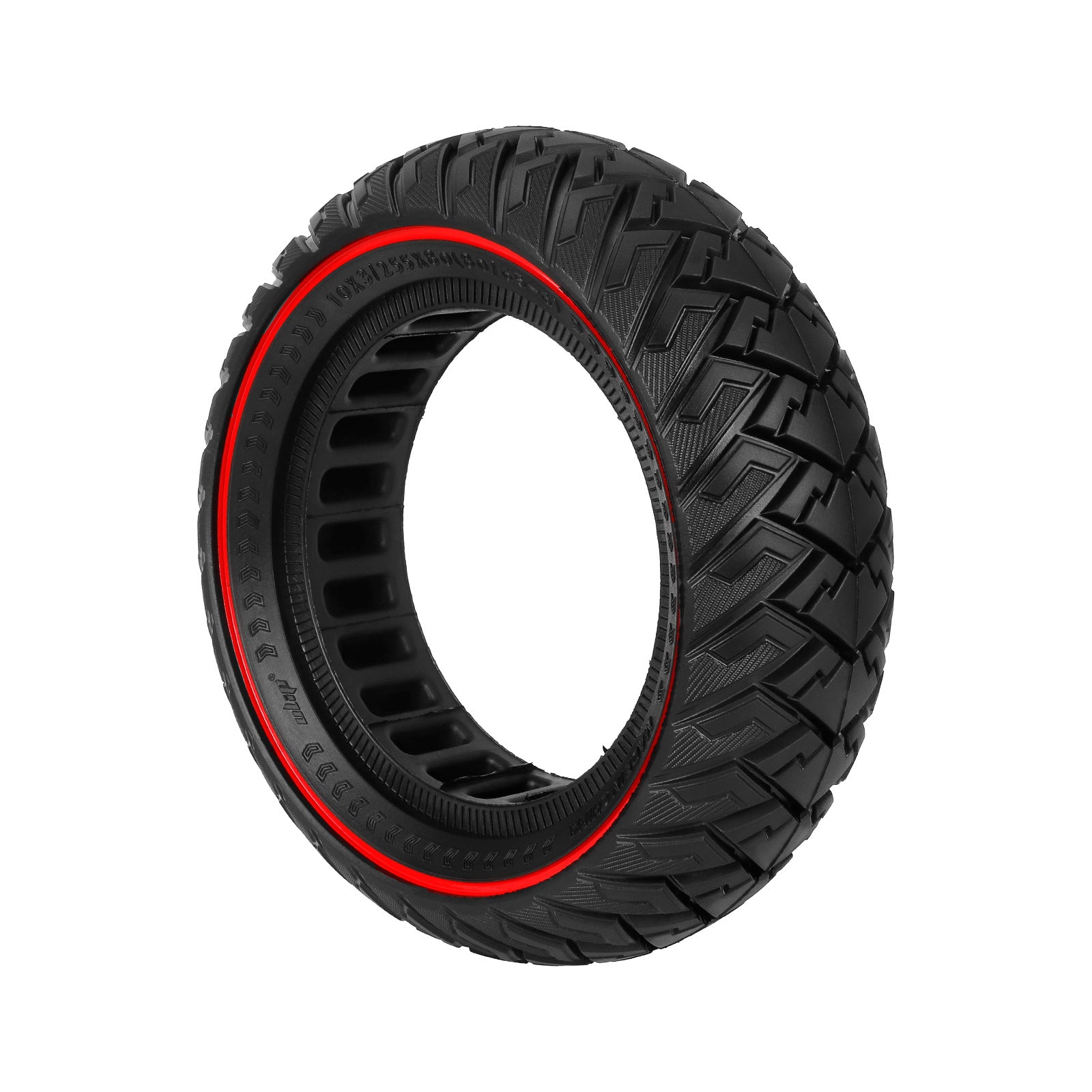 10-inch 10*3 off-road solid tire 255×80 non-slip explosion-proof tire 80/65-6 airless honeycomb tire Black Tire only - Image 2