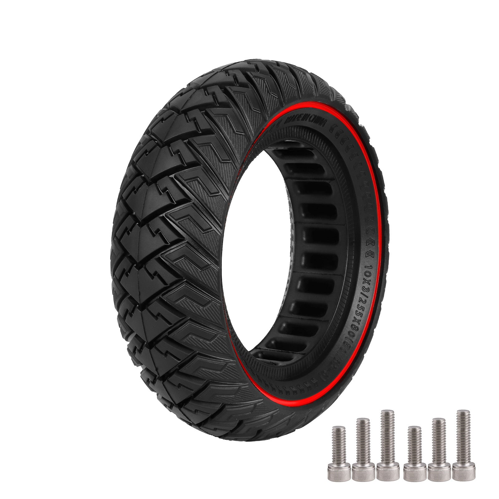 10-inch 10*3 off-road solid tire 255×80 non-slip explosion-proof tire 80/65-6 airless honeycomb tire Black Tire only - Image 3