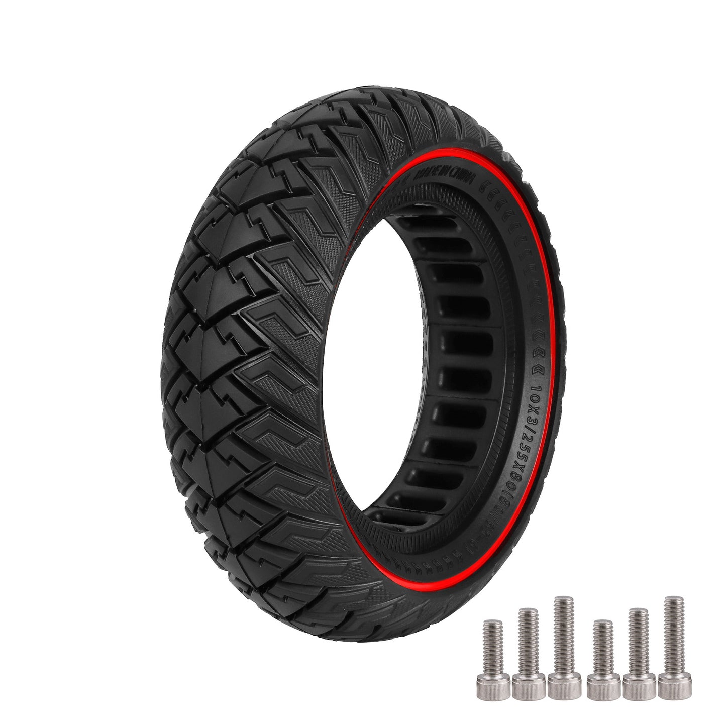 10-inch 10*3 off-road solid tire 255×80 non-slip explosion-proof tire 80/65-6 airless honeycomb tire Black Tire only - Image 4