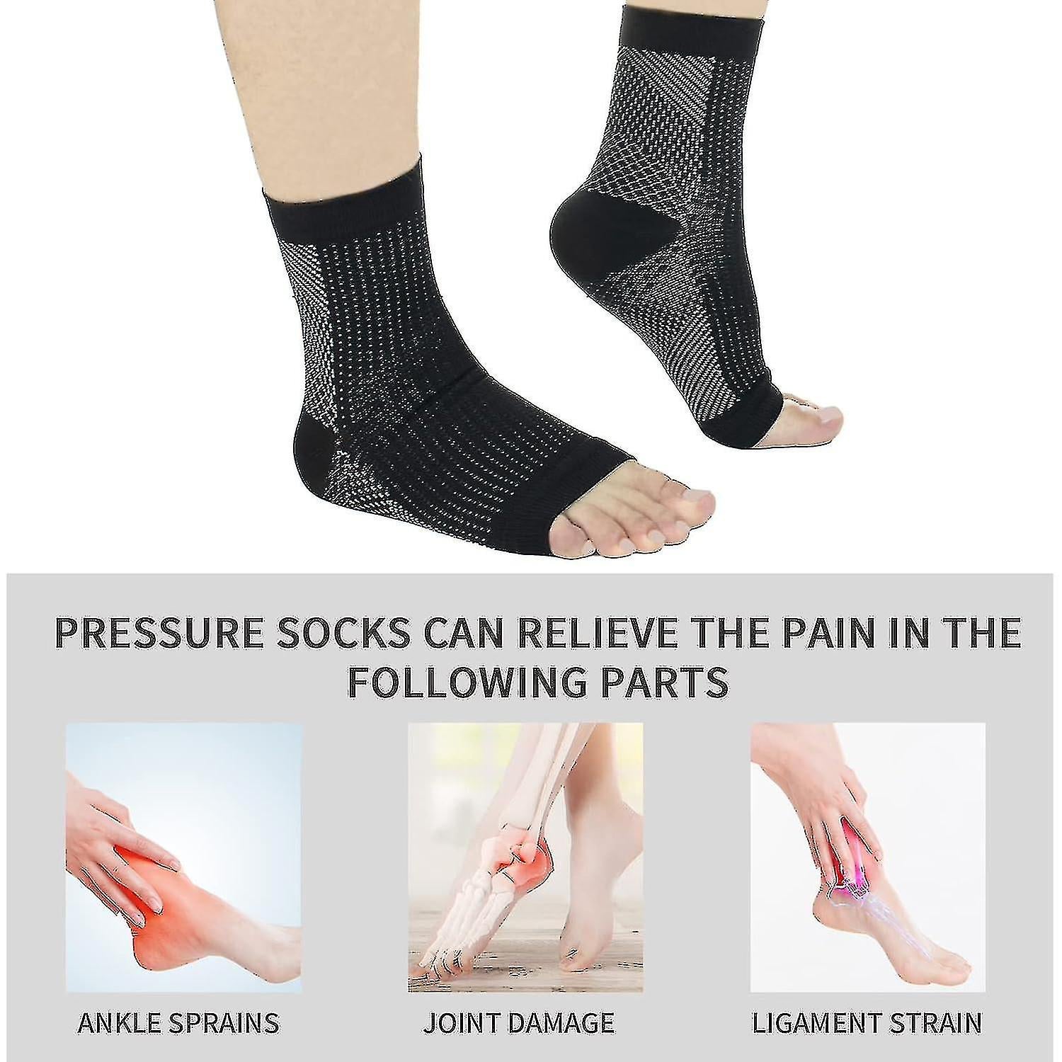 3 pairs of neuropathy socks, soothing socks for neuropathy pain, tendinitis compression socks, plantar fasciitis, neuropathy - Black - L XL - Image 3