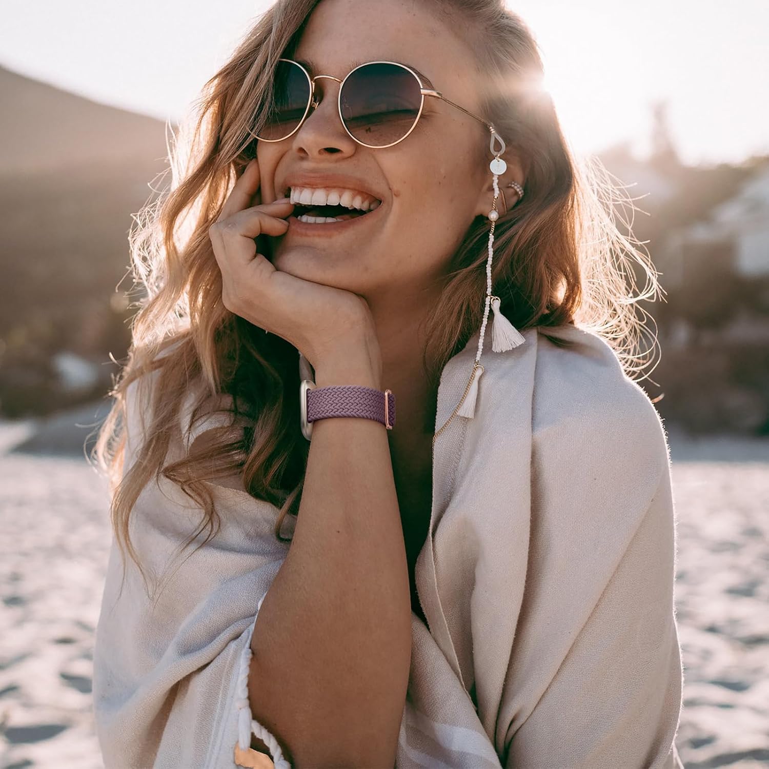 Fitbit Versa Strap Compatible with Sense Sense 2 Elastic Braided Nylon Sport Band - Image 2