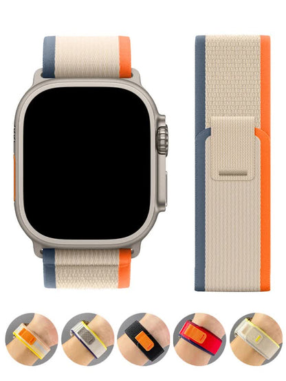 Trail Strap Compatible with Apple Watch Ultra 2 Series 9 8 7 6 5 3 for 49mm 45mm 44mm 42mm 41mm 40mm 38mm in Orange Beige - Image 2