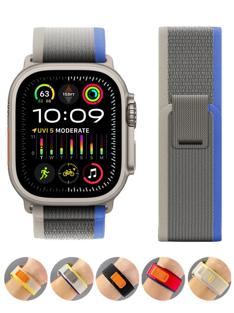 Trail Strap Compatible with Apple Watch Ultra 2 Series 9 8 7 6 5 3 for 49mm 45mm 44mm 42mm 41mm 40mm 38mm in Orange Beige - Image 5
