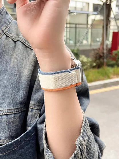 Trail Strap Compatible with Apple Watch Ultra 2 Series 9 8 7 6 5 3 for 49mm 45mm 44mm 42mm 41mm 40mm 38mm in Orange Beige - Image 7