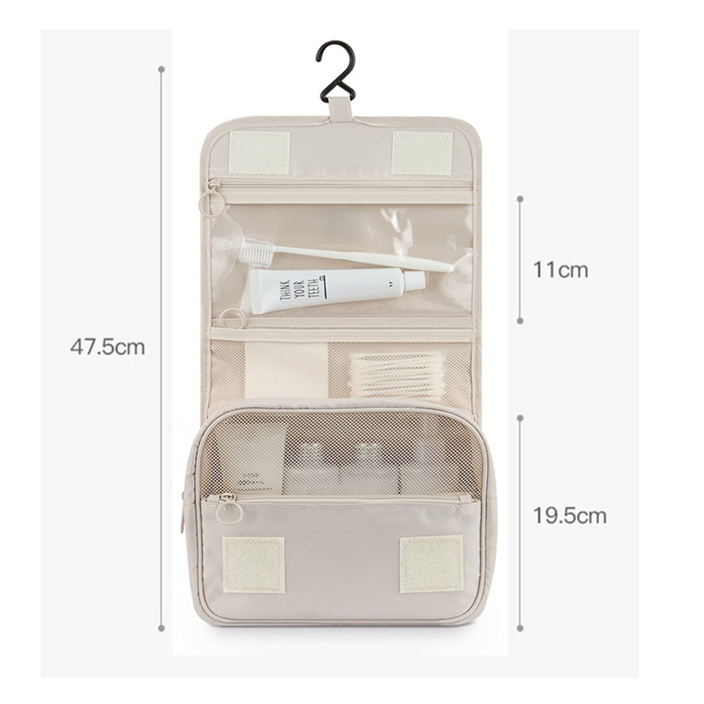 Travel Toiletry Bag for Women with Hook Beige Hanging Toiletry Bag - Image 3