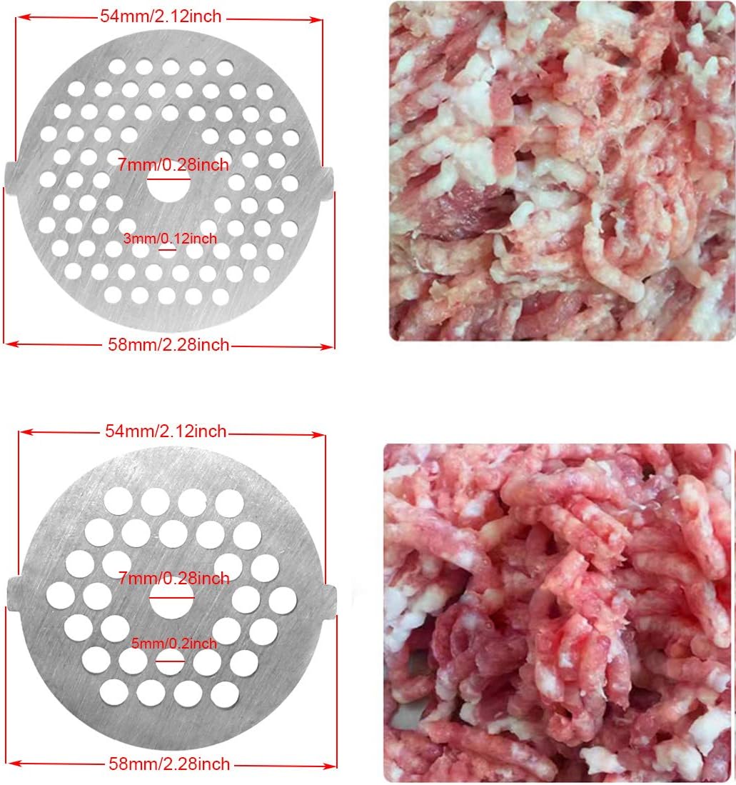 7 Piece Stainless Steel Meat Grinder Plates & Blades for Food Chopper & Meat Grinder - Image 2