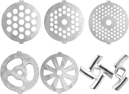7 Piece Stainless Steel Meat Grinder Plates & Blades for Food Chopper & Meat Grinder - Image 3