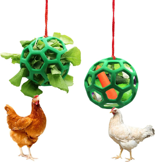 2pcs Chicken Vegetable Feeder Ball Hanging Feeding Toy, Poultry Fruit Holder Chicken Cabbage Feeder Treat Feeding Tool for Hens Chicken Coop Goose Duck Large Birds - Image 4