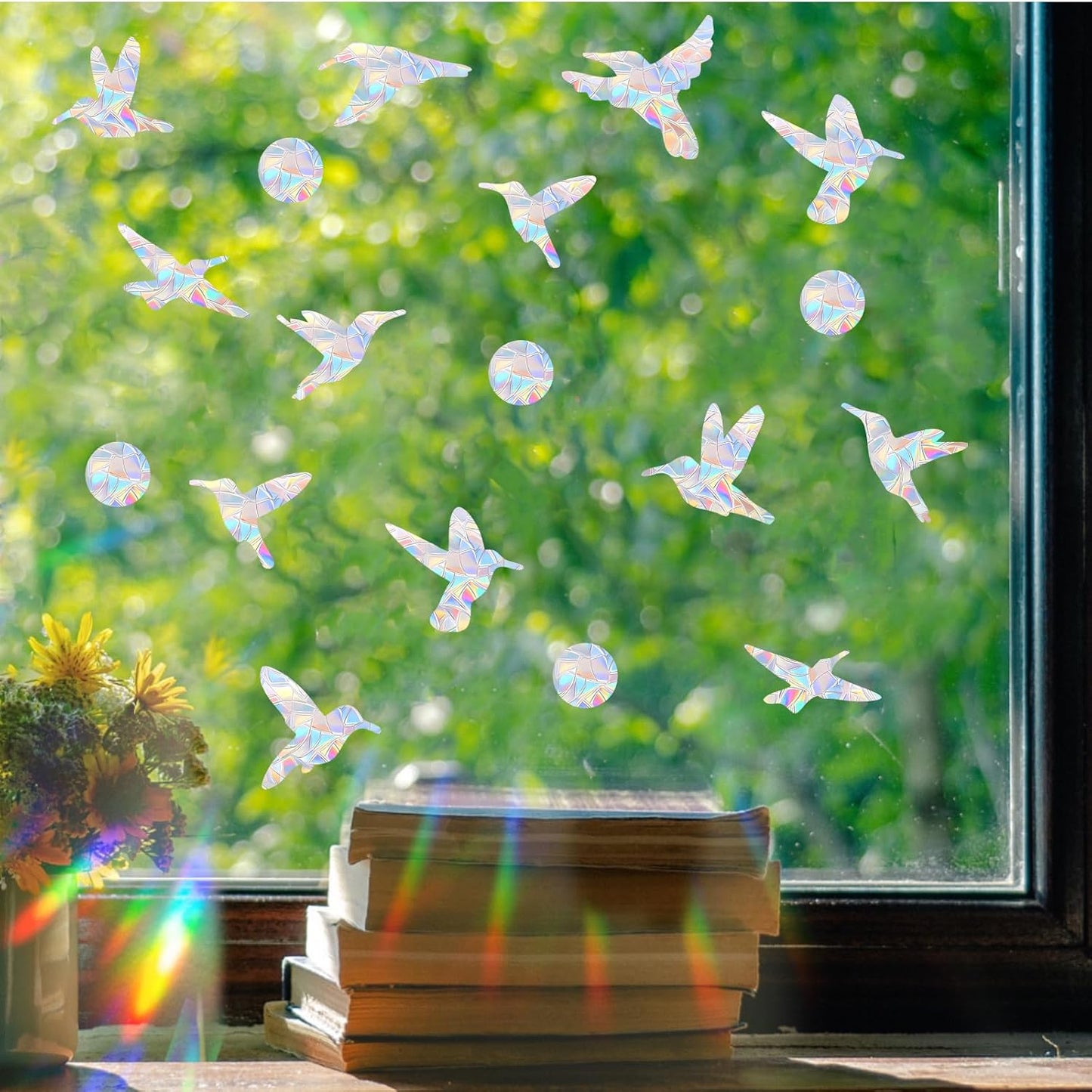 54 Pieces Birds Static Window Clings Anti Collision Window Decals for Bird Strikes, Glass Door Window Stickers, Stop Birds Flying into Windows, Hummingbird Style - Image 3