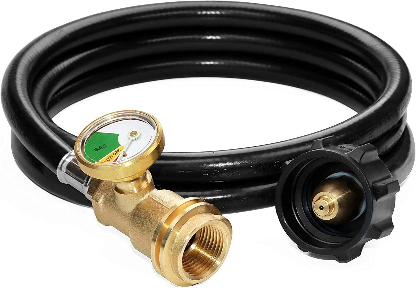 5 Feet Propane Tank Extension Hose with Gauge -Leak Detector Replacement for Gas Grill, Heater and All Other Propane Appliances, Acme to Male QCC/POL Fittings - Image 4