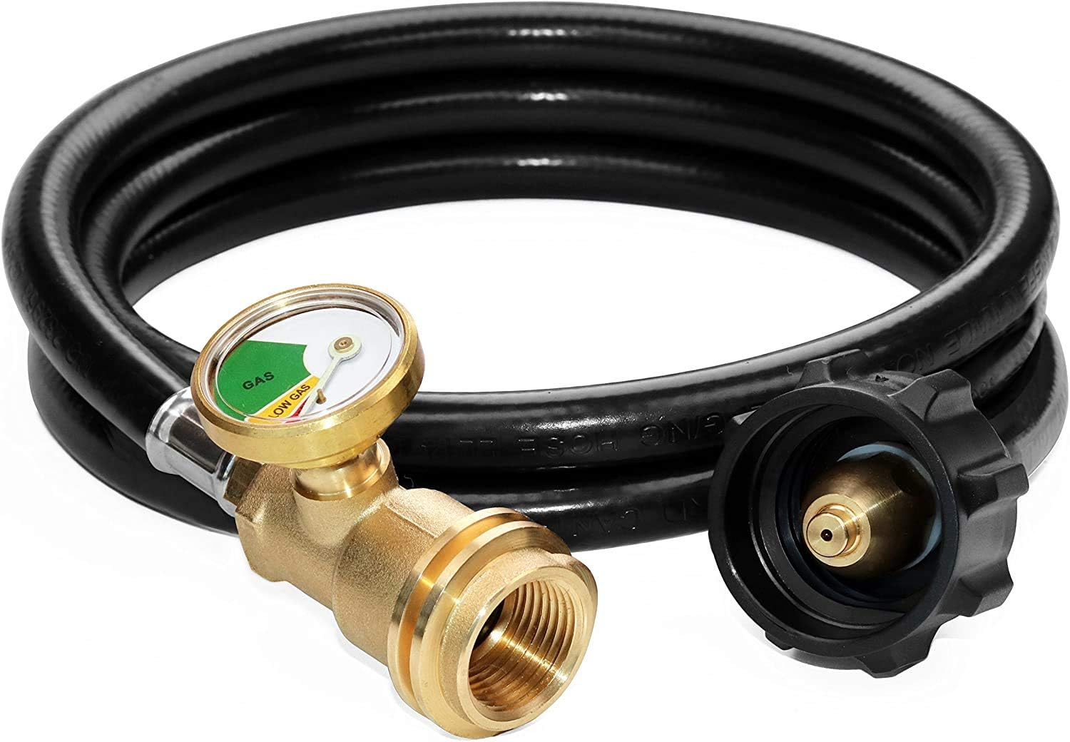 5 Feet Propane Tank Extension Hose with Gauge -Leak Detector Replacement for Gas Grill, Heater and All Other Propane Appliances, Acme to Male QCC/POL Fittings - Image 4