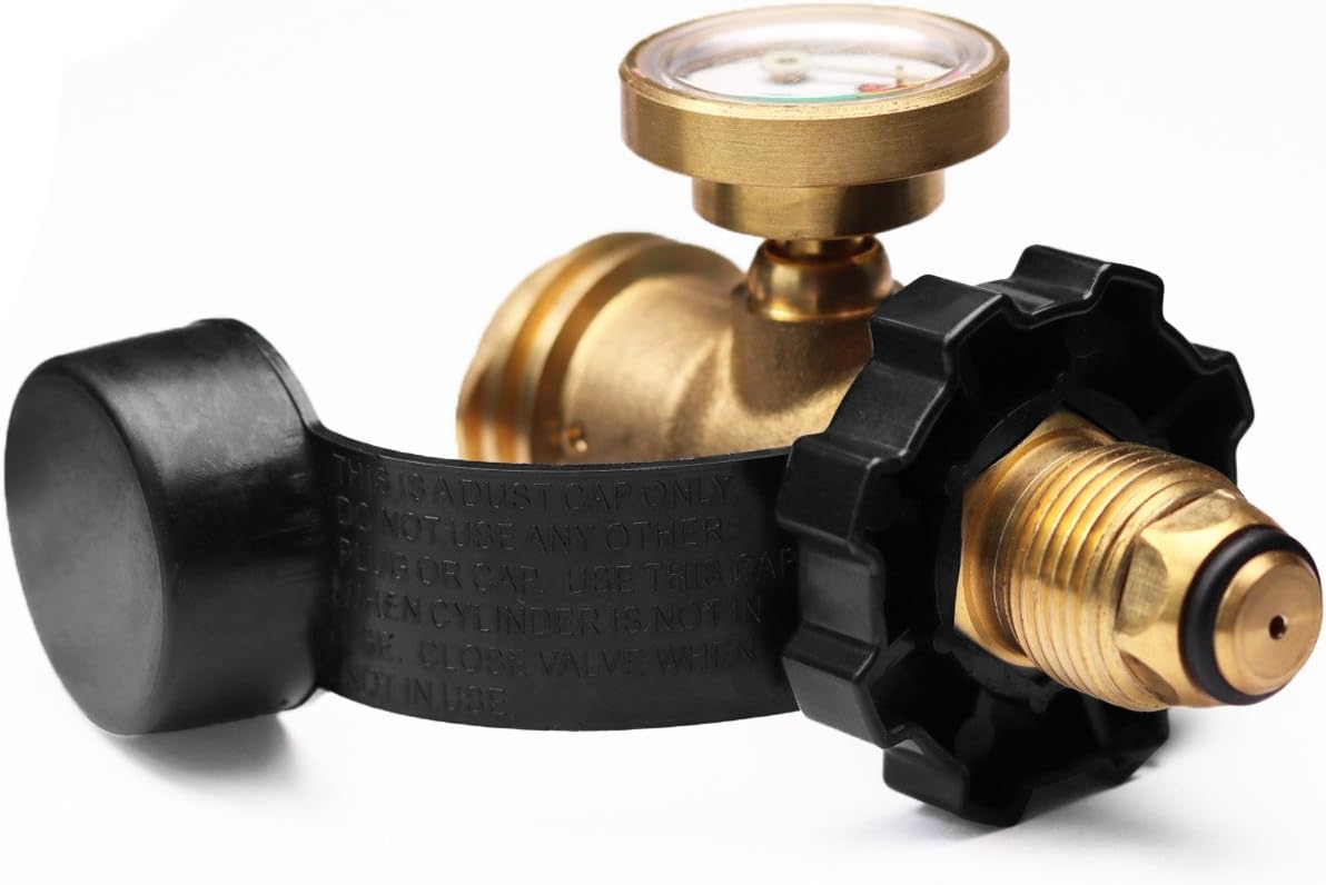 Universal Fit POL Propane Tank Adapter with Gauge - Converts POL LP Tank Service Valve to QCC1 / Type 1, Old to New Connection Type - Image 2
