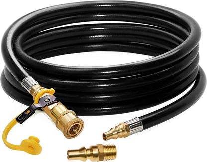 12 FT RV Propane Quick Connect Hose, RV Quick Connect Propane Hose, Quick Disconnect Propane Hose Extension - 1/4 Inch Safety Shutoff Valve & Male Full Flow Plug for LP Gas Low Pressure System - Image 4