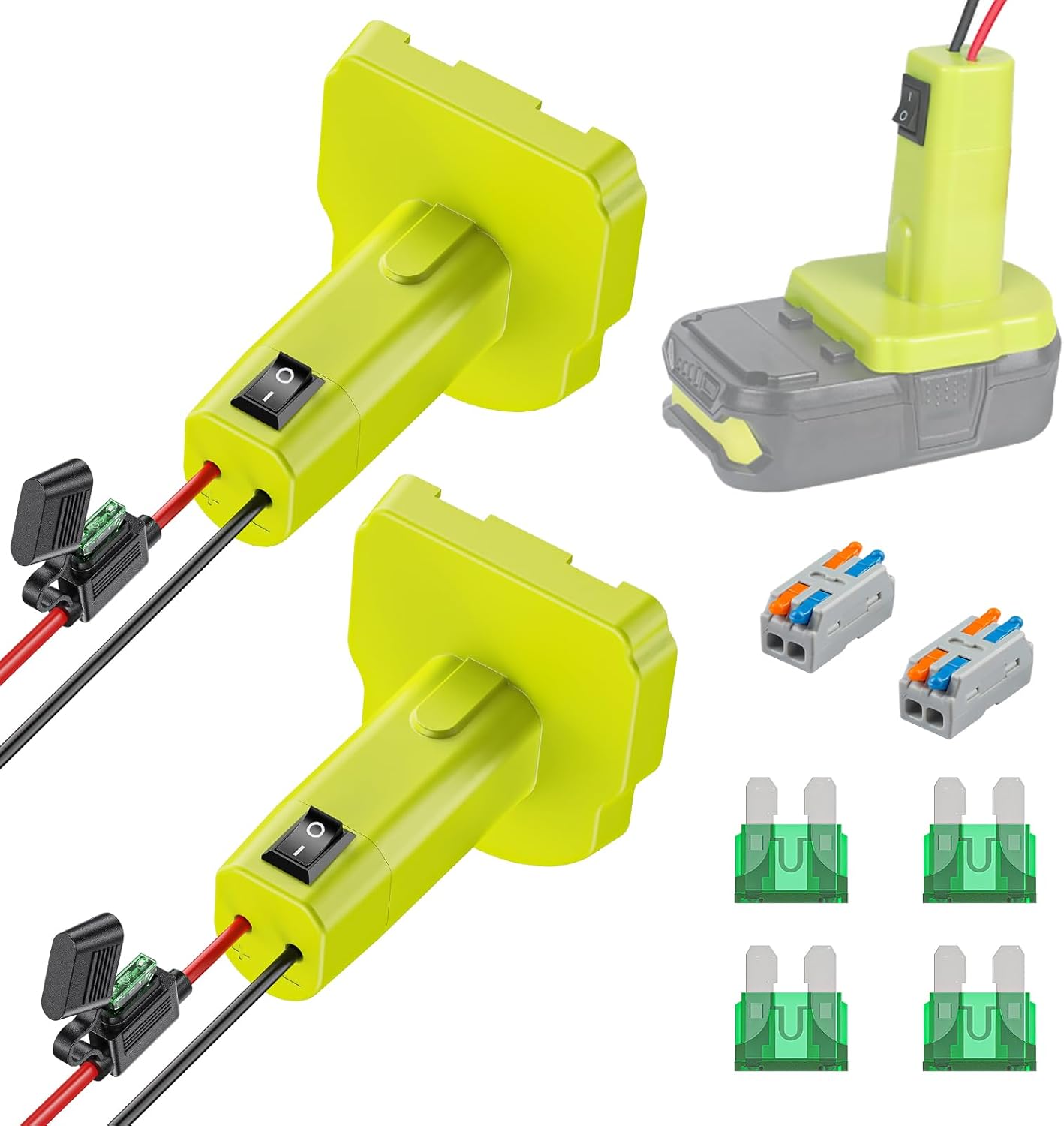 2 Pack Power Wheel Adapter for Ryobi 18 V Battery with Switch, DC Power Adapter, Battery Conversion with Fuse Switch 12 AWG Wires & Wire Terminal - Image 4