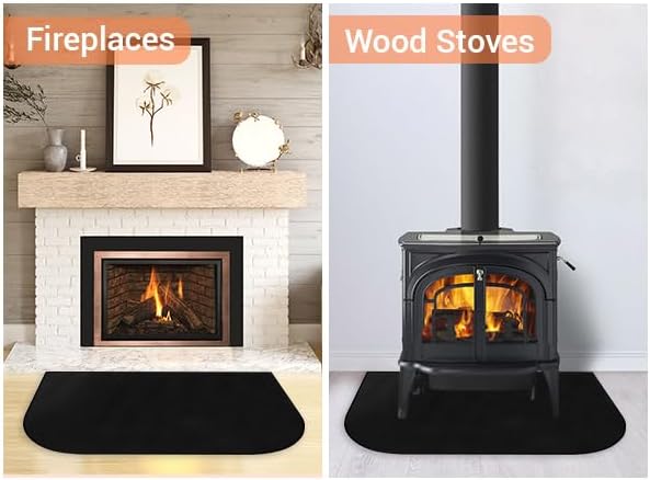 Fireplace Mat, Hearth Rug Fireproof, Fireplace Floor Mat, Fireproof Rug for Fireplaces and Woodstoves,Fire Resistant Fireplace Rug, D Shaped, Size 40" x24" - Image 2