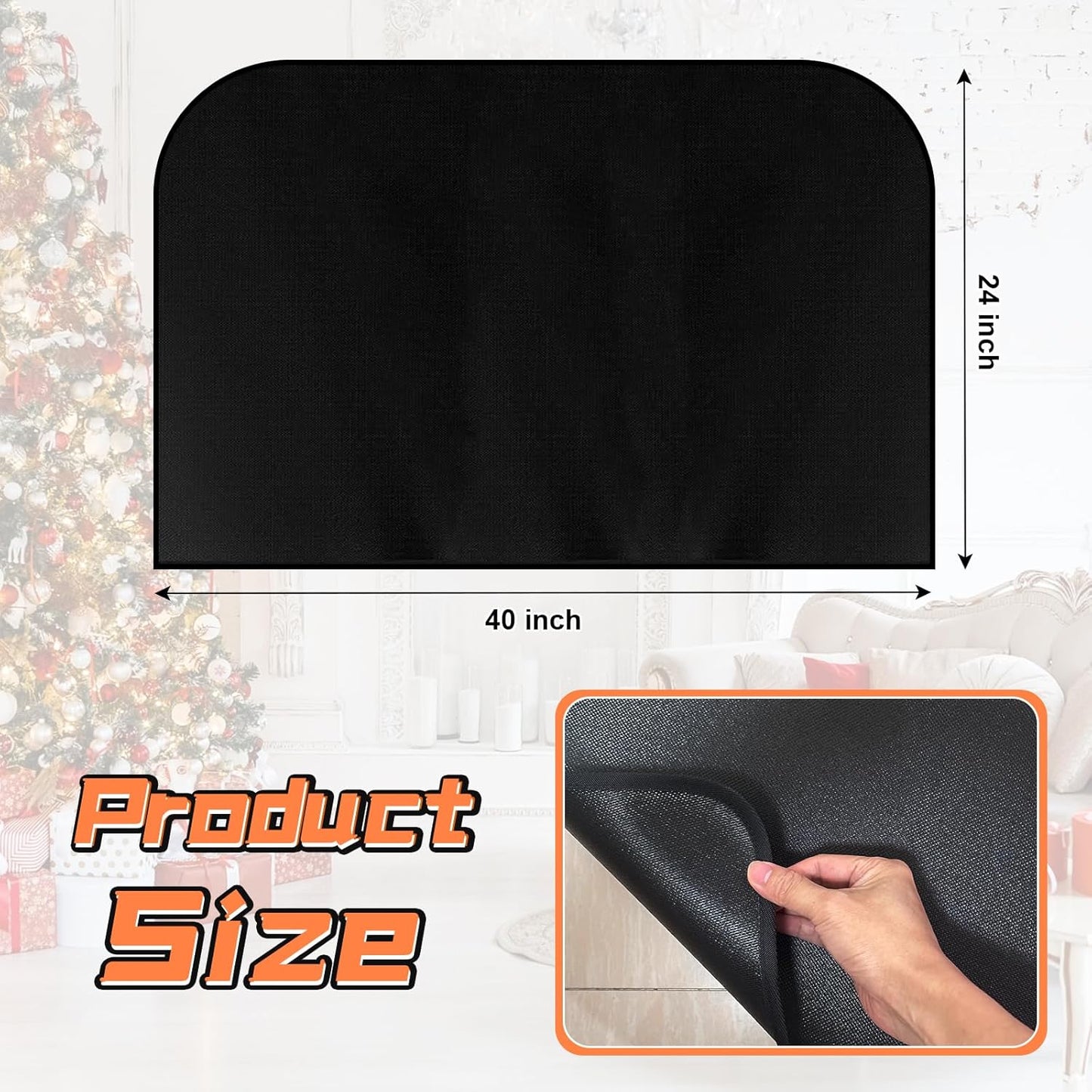 Fireplace Mat, Hearth Rug Fireproof, Fireplace Floor Mat, Fireproof Rug for Fireplaces and Woodstoves,Fire Resistant Fireplace Rug, D Shaped, Size 40" x24" - Image 3