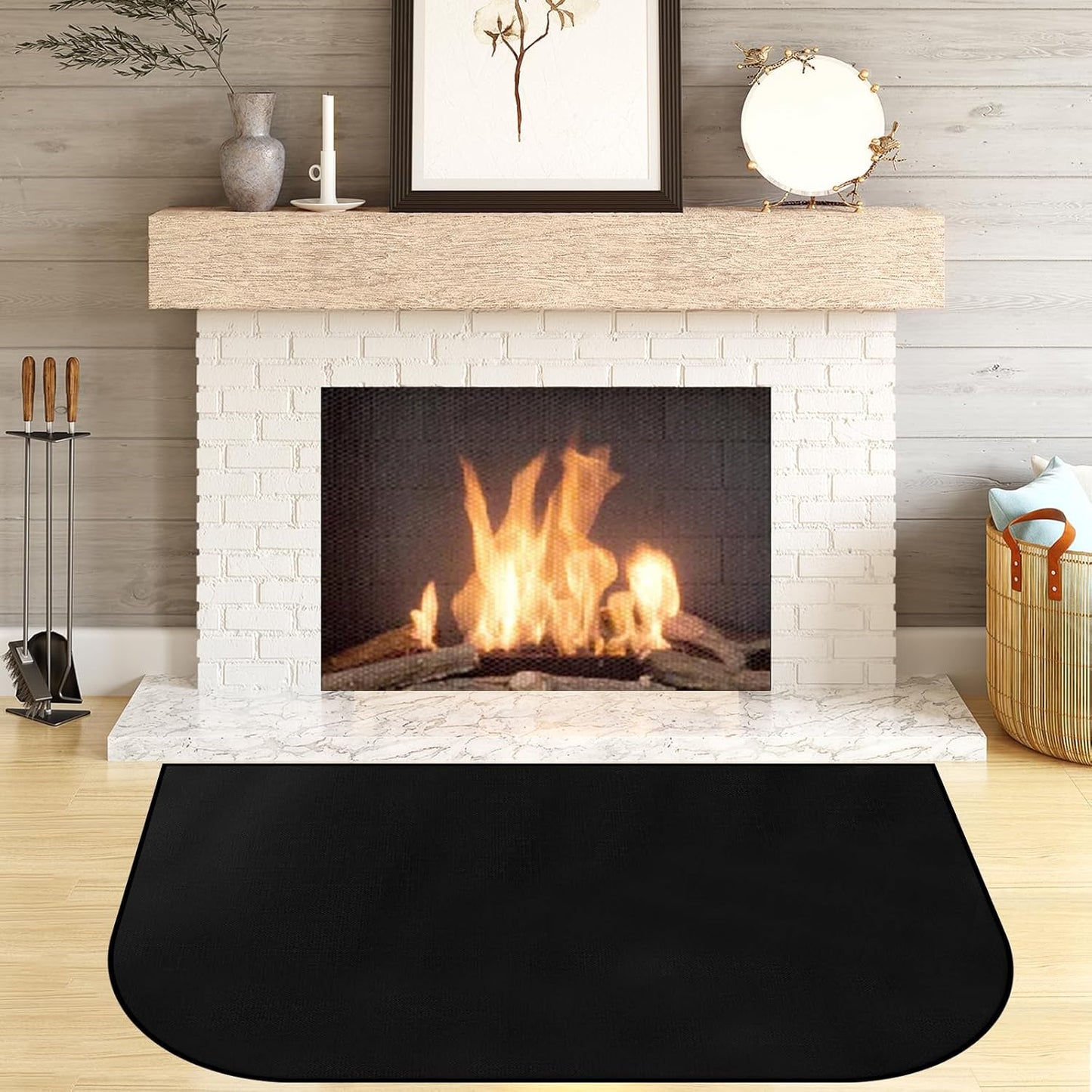 Fireplace Mat, Hearth Rug Fireproof, Fireplace Floor Mat, Fireproof Rug for Fireplaces and Woodstoves,Fire Resistant Fireplace Rug, D Shaped, Size 40" x24" - Image 4