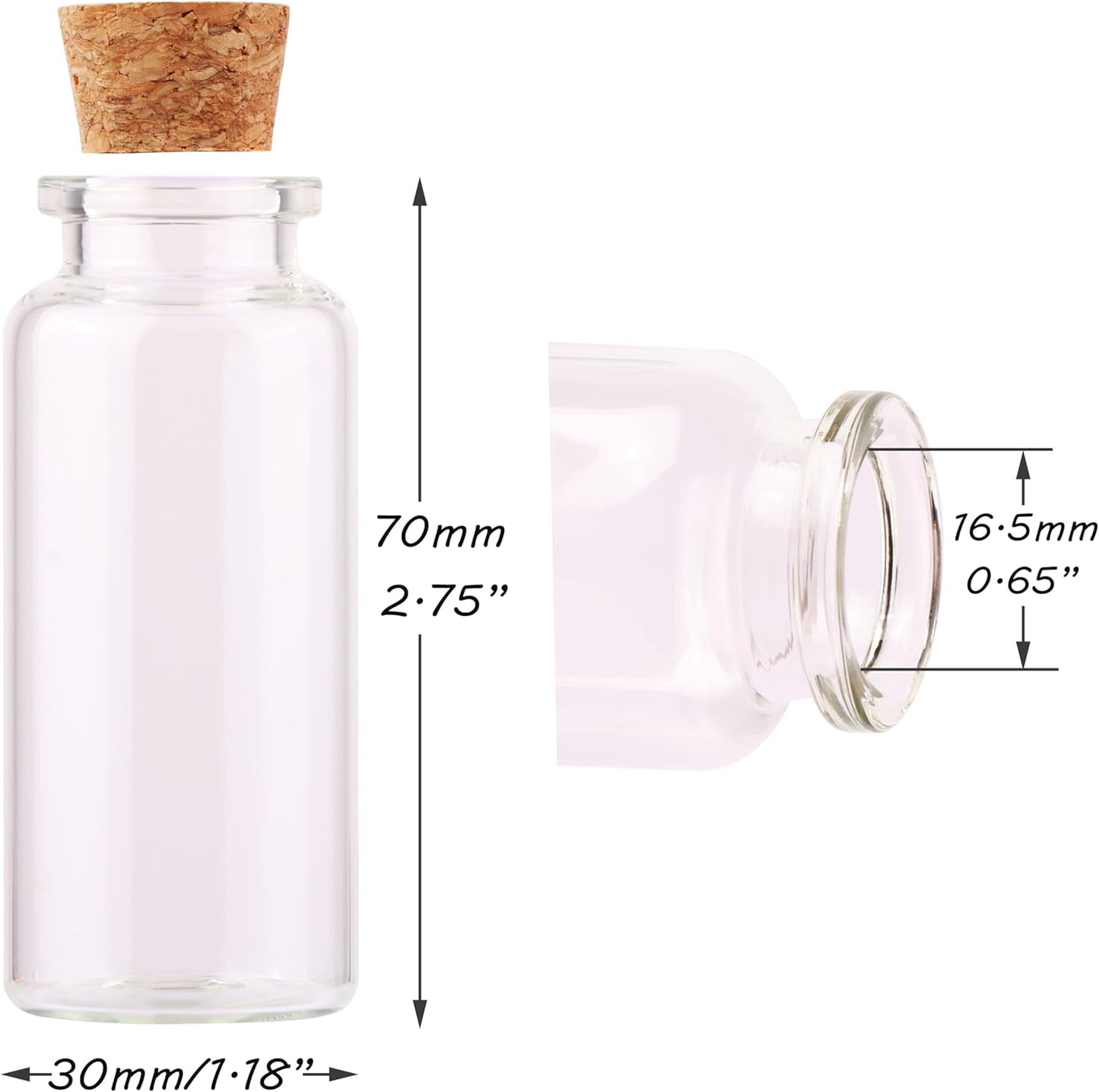 30ml Cork Stoppers Glass Bottles, Small Jars for Candy Wishing Bottle Wedding Favors (12 Sets) - Image 3
