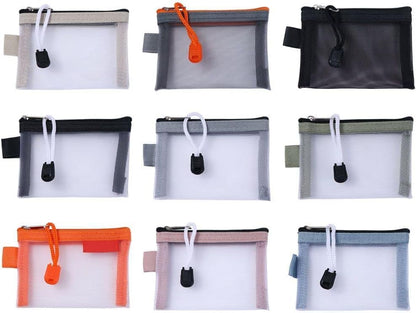 Green Small Zipper Pouch Mini Mesh Zipper Coin Purse Nylon Mesh Card Storage Bags Small Portable Cosmetic Case Mesh Storage Bags Cosmetic Bags for Women Travel - Image 3