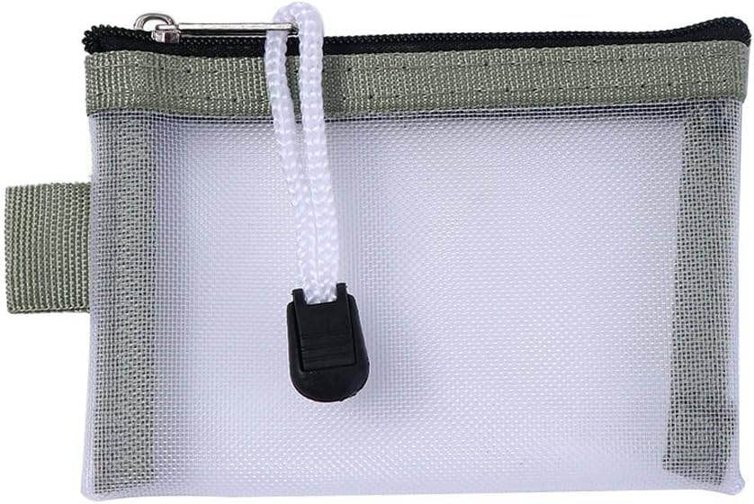 Green Small Zipper Pouch Mini Mesh Zipper Coin Purse Nylon Mesh Card Storage Bags Small Portable Cosmetic Case Mesh Storage Bags Cosmetic Bags for Women Travel - Image 4